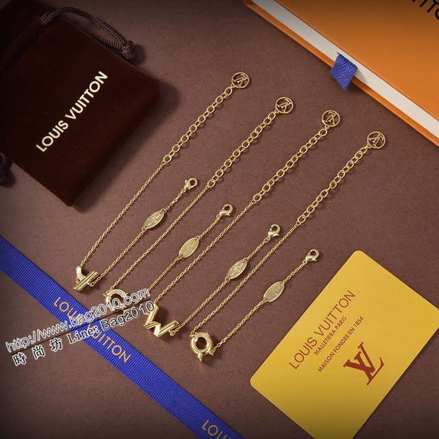 Louis Vuitton新款飾品 路易威登字母手鏈 LV簡約金色手鏈  zglv2157
